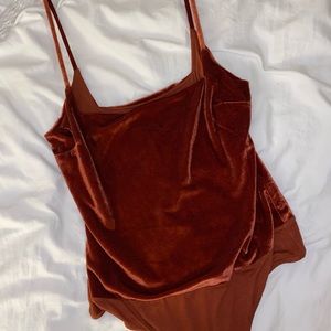 Lulus Velvet Orange Bodysuit Size M